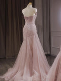 Pbong  Ele Pink Evening Gown Women's Fi Tail Wedding Dr Host Adult Ceremony High-End Luxury Cusizable Long Dr