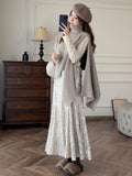 Silver Sequin A-line Fishtail Skirt Vintage Skirts for Woman Long Dress Korean Fashion Y2k Clothing Faldas Para Mujeres