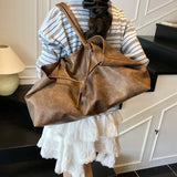 Pbong  Women's Tote Bag, Large Capacity Soft Leather Shoulder Bag, Retro Casual Handbag, Perfect for Commuting Handbags Travel Bag