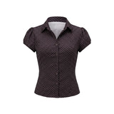 Pbong  Women Vintage Button Down T-Shirt Cottage Checkered Short Sleeve Blouse Tees 00s Aesthetic Crop Tops Y2k Streetwear