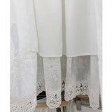 Pbong  White Embroidered Lace Cotton High Waist Midi Skirt Slimming Splice Cake Style Half-length Women's Spring Summer New Fashion