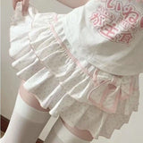 Harajuku Y2k Lolita Mini Skirt Women Bow Japanese Style Kawaii Pleated Skirts Sweet Dot Ruffles Cake Layered Skirts