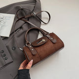 Vintage Small Faux Suede Shoulder Bags for Women Bucket Crossbody Bag Winter Luxury Designer Handbags and Purses
