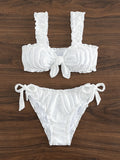 Knot Front Tie Side Bikinis  White Swimsuit Women Swimwear Female Sexy Bathers Bathing Swimming Swim Suit Beachwear