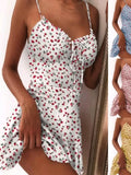 Pbong  Printed Ruffled Dstring Slip Dr Street Sle Floral Print off oulder Dstring Waist Summer Casual Women's Dr
