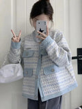 Fall Women Sweet Tweed Jacket Vintage Casual Long Sleeve Elegant Coat French Cute O Neck Women Fall Winter Retro Tops New