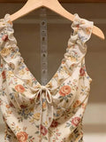 Y2k Japanese Style Hot Girl Slim Tanks 2000s Harajuku Vintage Sexy Camis Summer French Elegant Print Floral Sleeveless Tops Chic