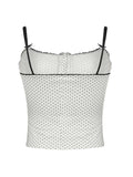 Sweetown Contrast Lace Trim Cute Y2K Dot Print Camisole Sleeveless Button Up Slim Crop Top Women Kawaii 2000s Clothes