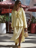 Elegant Casual Ruffles Lace-up Shirts Women Fashion Loose Long Sleeve V Neck Summer Blouse Lady Lightweight Holiday Tops 2025