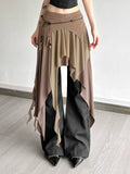Pbong  Weird Puss Trendy f-length Skirt Irregular Patchwork Women's Faionable Spicy Long Skirt Casual High-waist A-line Skirt