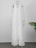 Women Sexy Backless Deep V-neck Halter Dress Fashion 3d Flower Patchwork Loose Robes New Female Vocation Party Dresses