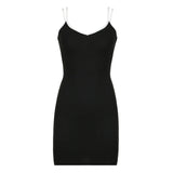 Casual Black Skinny Backless Bandage Dress