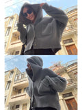 Women's Hooded Cardigan Button Up with Pocket Knitted Sweater Hoodie Slouchy Knitwear Fall Winter Casual Chic Outfit