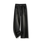 Vintage Women's Black Grey High Waist Jeans Y2K Fashion Baggy Loose Straight Wide Leg Baggy Denim Trousers Pants