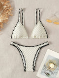 Triangle Bikini Set Strappy Swimsuit Women Solid Swimwear Female Sexy Bathers Bathing Swimming Swim Suit Beachwear