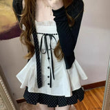 Y2k Harajuku Vintage Sweet Slim 3 Piece Skirt Sets Kawaii Camis + Elegant Cardigan + Short Party Skirts 2000s Lolita Autumn Suit