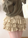 Pbong  Sweet Bow Kawaii Skirts Women High Waist Japan Mini Cake Skirt Fashion Preppy Style Design Elegant Female Ball Gown Skirts