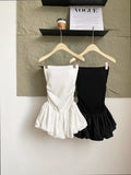 Pbong  Summer American Style Dress Folds Dress Women Strapless Sexy Slim Sleeveless Ruched Splice Y2K Female Club Party Dress