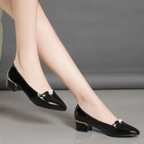 Pbong  Woman PumpsLoafers with Medium Heels Pointed Toe Chunky Shoes for Women Block Heel Spring on Offer Promotion Shoe Trend 39