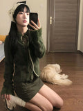 Y2k Harajuku Vintage Cardigan for Women Female Slim Lace Up Single Breasted Knit Coats Autumn Streetwear Design Clothing