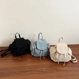 Pbong  Women's Small Soft Cloth Backpacks Korean Fashion Solid Color Backpack Girls School Bag Cute Simple Back Pack