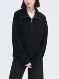 Women's Winter Sweaters Solid Grey Ladies Turtleneck Casual Loose Thick Zippers Pullovers Beautiful Oversized Sweater Women
