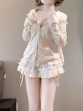 Y2k Kawaii Japan Sweet Print Long Sleeve Zipper Hooded Sweatshirts Subculture Loose Casual Hoodies Women Tops 2000s Vintage Coat