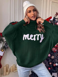 Pbong  Christmas Fashion Autumn Winter Knit Sweaters Turtleneck Sweater Women Elegant Merry Letter Print Long Sleeve Pullovers Female