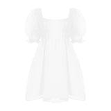 Pbong  Women's Short Puff Sleeve Off Shoulder Square Neck Fairy Mini Tie Dye Party Prom High Waist Tulle Princess Dress