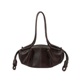 Women's Black Crinkled Faux Leather Shoulder Bag Ruched Texture Knot Decor Casual Daily Underarm Bags Handbag New Trend