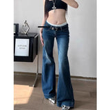 Pbong  Y2K Streetwear Low-Waisted Jeans Women Korean Fashion Slimming Denim Flares Pants Spring Summer Sexy Wide Leg Trousers