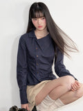 Vintage Slim Plaid Shirt Women Elegant Fall Long Sleeve Design Blouse Casual Preppy Style Female Retro Korean Sweet Tops