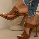 Pbong  Square toe high heels sandals, new open-toe high heels, party high heels, casual summer shoes, women's high heels