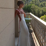 Sexy Backless Knitting White Long Dress Women's Square Collar Sleeveless Tank Dress New Summer Transprent Beach Holiday Vestidos
