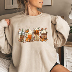 Fall Coffee Sweatshirt Cute Fall Hoodie Thanksgiving Sweatshirt Halloween Hoodies Women Clothes Coffee Lover Pullovers Tops