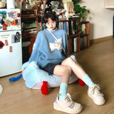 Sweet Lazy Korean All Match Autumn Winter Sweaters O Neck Y2k Aesthetic Knitted Pullovers Cuter Print Girl Harajuku Clothing