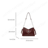Pbong  Women PU Shoulder Bag Underarm Pouch Travel Shopping Top-Handle Bags Retro Daily Tote Handbag Vintage Crossbody Bags