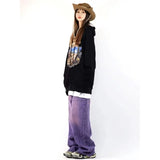 Y2k Purple Colored Baggy Jeans Women Wide leg Oversize Cargo Pants Harajuku Korean Fashion Streetwear Trousers Japanese 2000s