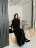 Irregular Black Oversized Designer Shirt For Women Long Sleeve Top High Fashion Trending Clothing
