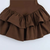 2025 New Spring Summer Retro Y2K A-line Short Dress Long Sleeve Tight Fashion Women Dresses O-neck Ruffle Chic Female Clothing