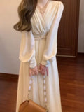 Elegant and Chic Midi Party Dress for Women Long Sleeve Solid Fashion New Evening Prom Vestidos Female Autumn Clothes