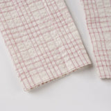 Pbong  Korean Fashion Pink Plaid Slimming Blouse Women Turn-Down Collar Long Sleeve Buttons Shirts Casual Woven Top Fashion New