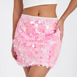 Pbong  Women's Y2K Sequined Sparkle High Waist Bodycon Short Mini Pencil Skirts Glitter Night Out Party Club Streetwear