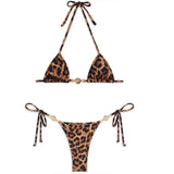 Sexy Printed Bikini 2025 Women Swimsuit Push Up Swimwear Female Bandeau Biquini Halter Bathing Suit Summer Bodysuit Beachwear
