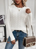 Women's autumn and winter solid color round neck pullover long sleeved knitted sweater