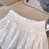Y2K Low Rise Mini Skirt Tiered Ruffled Lace Trim White Short Skirt Summer Women Teen-Girl Feminine Barbiecore Outfit
