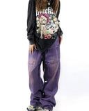 Y2k Purple Colored Baggy Jeans Women Wide leg Oversize Cargo Pants Harajuku Korean Fashion Streetwear Trousers Japanese 2000s