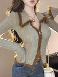 Sexy American High End Zipper Sweaters Patchwork Color Y2k Aesthetic Punk Harajuku Girl Coats Slim Fit Vintage Gothic Clothing