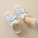 Pbong  Women Spring Summer Dual Lace Suede Backless Mule Sneakers Round Toe Slip on Gum Sole Vintage Casual Walking Flat Slide Shoes