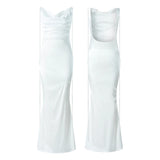 Pbong  Women Long Dress Sleeveless Low Cut Backless Lacing Slim Fit Dress for Party Cocktail Evening Summer New